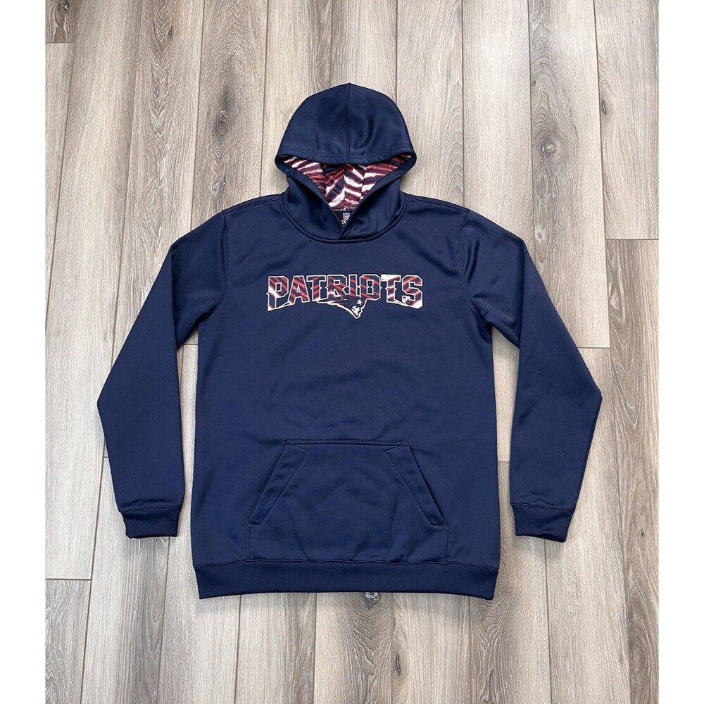 New England Patriots NFL Zubaz Hoodie Sweatshirt Youth Size XL Blue Front Pocket